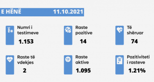 U shënuan dy raste të vdekjeve nga virusi korona, 14 raste të reja, ndërsa janë shëruar 74 të infektuar