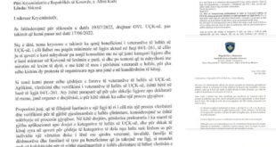 OVL e UÇK-së, ka publikuar letrat e këmbyera me kryeministrin, Albin Kurti, për çështjen e veteranëve