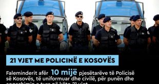 Kryetari Thaçi e falënderon Policinë e Kosovës për punën dhe angazhimin e tyre në këto 21 vjet të funsionimit të saj