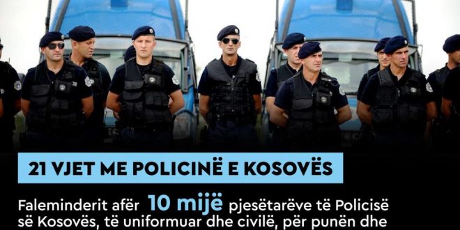 Kryetari Thaçi e falënderon Policinë e Kosovës për punën dhe angazhimin e tyre në këto 21 vjet të funsionimit të saj
