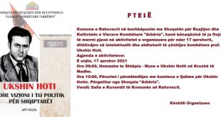 Me 17 qershor 2021 në Rahovec përurohet përmbledhja me kumtesa e fjalime për Ukshin Hotin