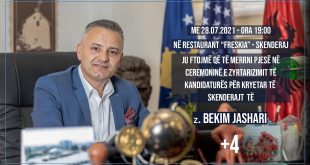 Sot bëhet zyrtarizimi i Bekim Jasharit për kryetar të Skenderajt edhe për një mandat