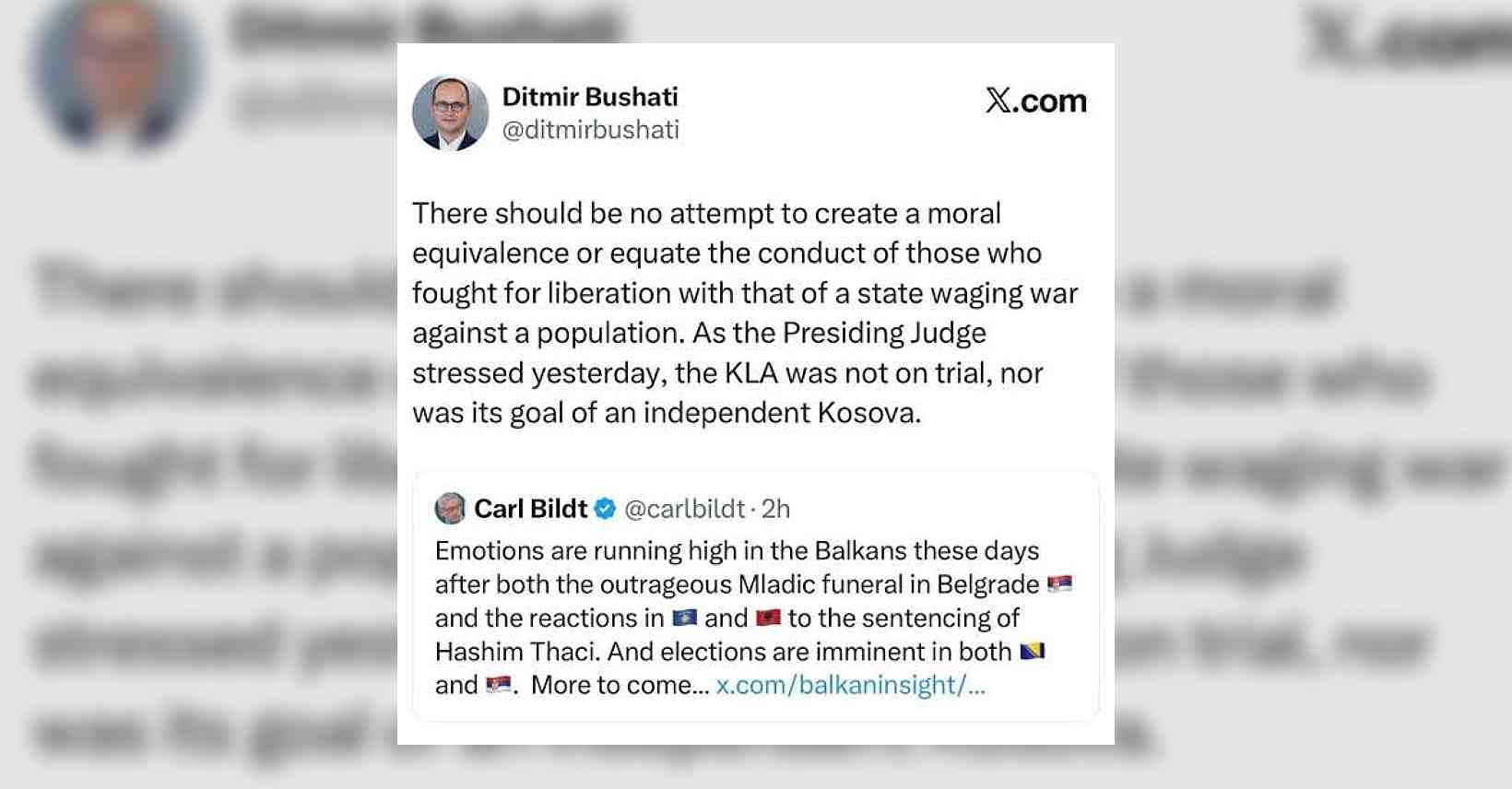 Ditmir Bushati i përgjigjet Carl Bildt  UÇK ja nuk ishte në gjyq