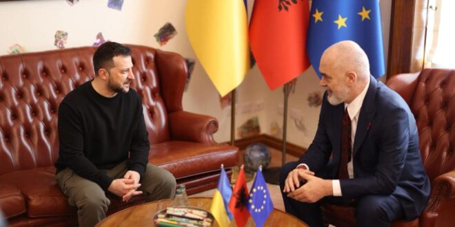 Vladimir Zelenski ka falënderuar kryeministrin Edi Rama dhe Shqipërinë për mbështetjen që po i japin Ukrainës