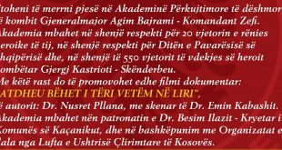 Sot në orën 14.00, në Teatrin Kombëtar, në Prishtinë, mbahet Akademi për dëshmorin e kombit, Agim Bajrami