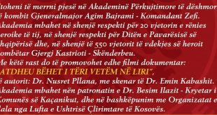 Sot në orën 14.00, në Teatrin Kombëtar, në Prishtinë, mbahet Akademi për dëshmorin e kombit, Agim Bajrami