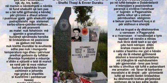 Nesër mbahet Akademi përkujtimore në 20 vjetorin e rënies së dëshmorëve Shefki Thaçi dhe Enver Duraku