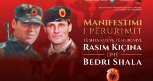Më 30 maj 2019 në Drenas përurohet shtatorët e heronjve kombëtar, Rasim Kiqina dhe Bedri Shala