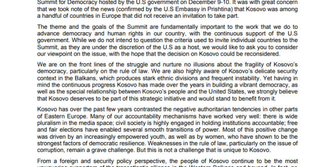 Disa OJQ nga Kosova kërkuan nga Amerika ta rishqyrtojë thirrjen e Kosovës për pjesëmarrje në Samitin për Demokraci