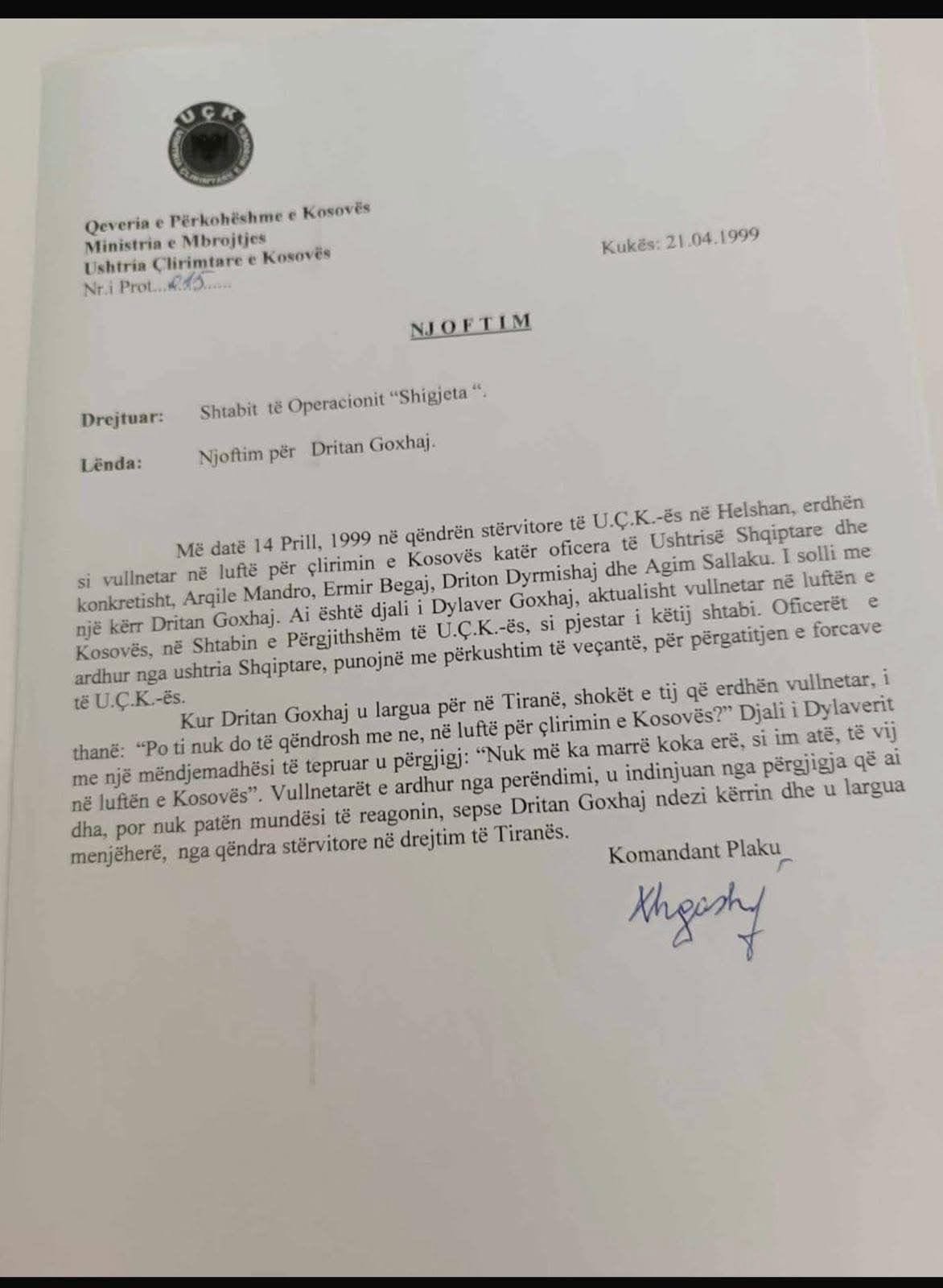 Edi Rama publikon dokument për Dritan Goxhajn