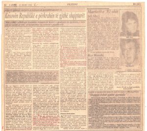 Fejtoni i botuar në gazetën e përditshme, “Bujku”, në 15-vjetorin e revoltave dhe demonstratave të vitit 1981 III