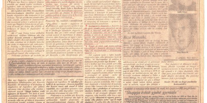 Fejtoni i botuar në gazetën e përditshme, “Bujku”, në 15-vjetorin e revoltave dhe demonstratave të vitit 1981 III