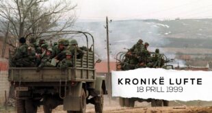 Ahmet Qeriqi: Forcat armike ndërmarrin ofensivë në tërë territorin e Kosovë të përfshirë në luftime. Në mbrojtje të pozicioneve tona në Gradinë bien pesë dëshmorë. Forcat serbe nuk arrijnë të depërtojnë në Rrafshnaltë. (E diel 18 prill, 1999)
