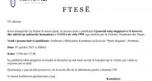 Më 7 qershor 2021, promovimohet publikimi: Gjenocidi ndaj shqiptarëve të Kosovës dhe ndërhyrja ushtarake humanitare e NATO-s në vitin 1999