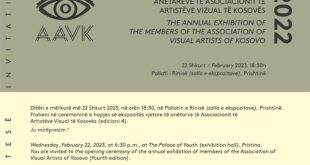 Ekspozita vjetore e AAVK-së do të hapet me 22.2.2023 dita e merkurë, ora 18:30, në Pallatin e Rinisë, në Prishtinë