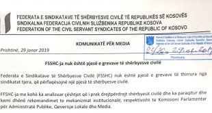 FSSHC-ja nuk është pjesë e grevave të shërbyesve civilë