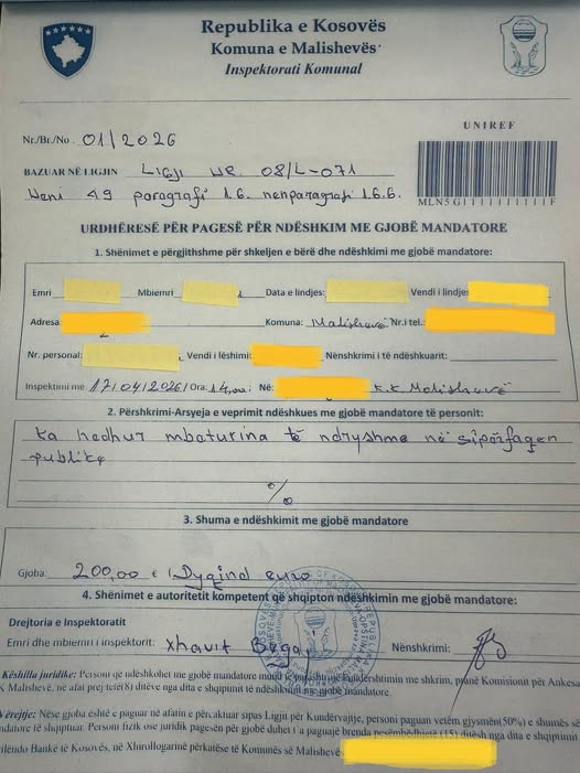 Rritet bashkëpunimi i qytetarëve me Inspektoratin për ruajtjen e pastërtisë në Komunën e Malishevës