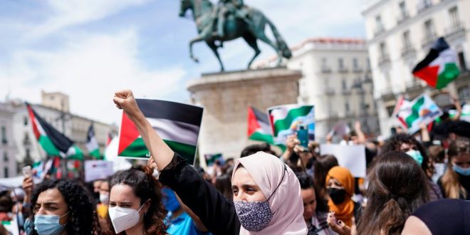 Në kryeqytetin Madrid të Spanjës, u mbajt një marshim në mbështetje të Palestinës