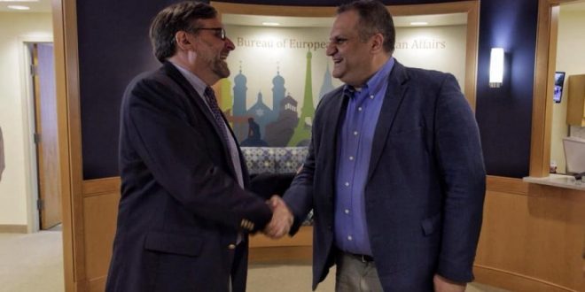 Kryetari i PSD-së i Prishtinës, Shpend Ahmeti, gjatë vizitës zyrtare në Washintgon është takuar me Mathew Palmer