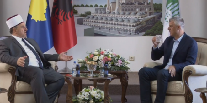 Kryetari i Kosovës Hashim Thaçi u prit sot në Bashkësinë Islame të Kosovës nga myftiu Naim Tërnava