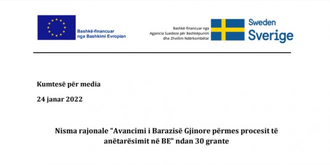 RrGK: Nisma rajonale “Avancimi i Barazisë Gjinore përmes procesit të anëtarësimit në BE” ndan 30 grante