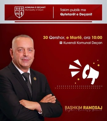 Ftesë për takim publik me qytetarët e Komunës së Deçanit