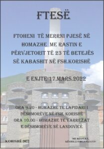 Më 17 Mars shënohet Beteja e Kabashit e vitit 1999