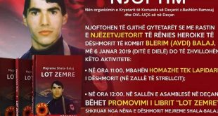 Nesër në Deçan do të nderohet dëshmori i kombit Blerim Avdi Balaj në 20 vjetorin e rënies heroike të tij