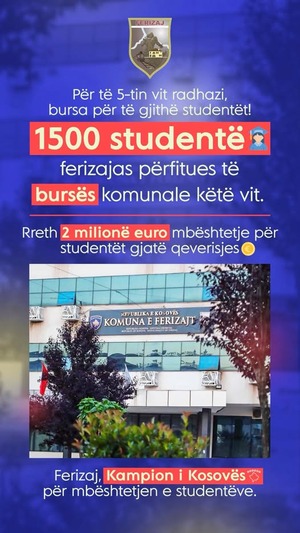 Ferizaj  kampion i Kosovës për mbështetjen e Studentëve