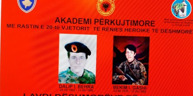 Mbahet Akademi përkujtimore në 20 vjetorin e rënies se dëshmorëve të kombit, Dalip Behra dhe Bekim Gashi