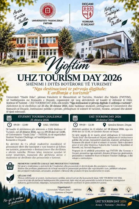 Komuna e Deçanit dhe Universiteti  Haxhi Zeka   organizojnë aktivitete me temën   E ardhmja e turizmit 