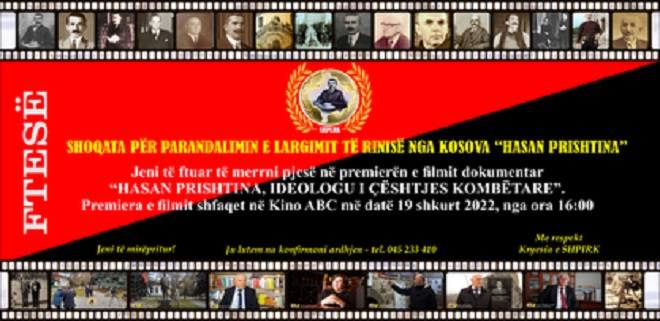 Në Kino ABC shfaqet premiera e filmit dokumentar “Hasan Prishtina, Ideologu i çështjes kombëtare”