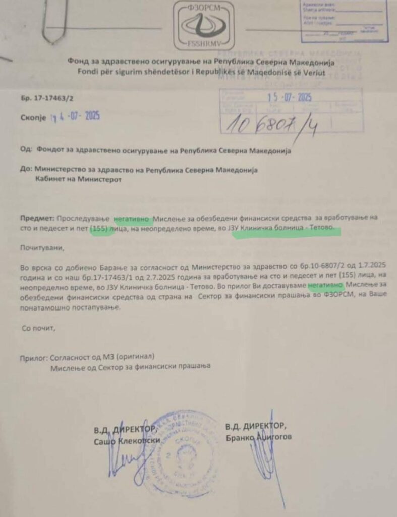 BDI: Largimi i 155 motrave medicinale nga Spitali i Tetovës është akt i turpshëm diskriminues dhe politikisht i motivuar