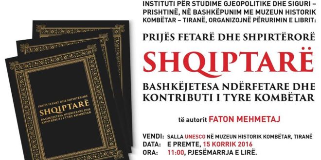 Përurohet në Tiranë libri: “Libri Prijës fetarë dhe shpirtërorë shqiptarë”, i autorit Faton Mehmetaj