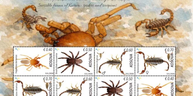 Fauna e padukshme në Kosovë – merimangat dhe akrepat në pulla postare