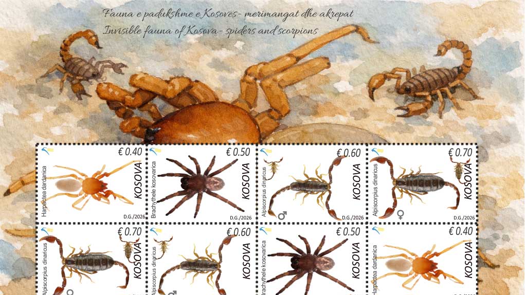 Fauna e padukshme në Kosovë   merimangat dhe akrepat në pulla postare