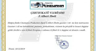 Shtëpia fimike "Cinemania Production" shpall z. Albert Zholi gazetar të vitit