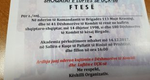 Përkujtohet komandant Mujë Krasniqi, 40 dëshmorët e Pashtrikut dhe 180 dëshmorët e Brigadës 113