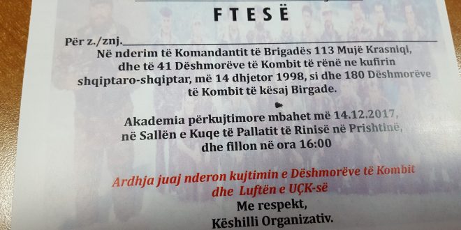 Përkujtohet komandant Mujë Krasniqi, 40 dëshmorët e Pashtrikut dhe 180 dëshmorët e Brigadës 113