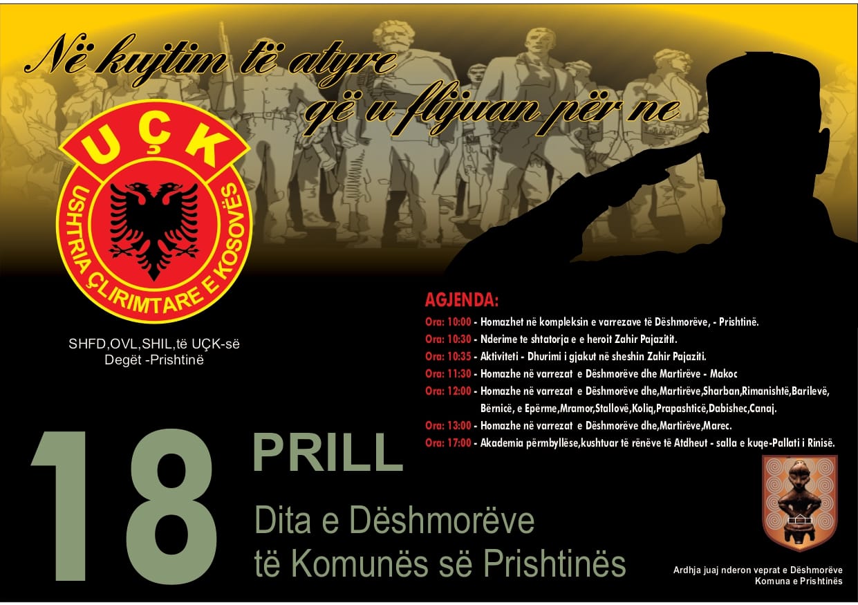 Me 18 prill 2024 përkujtohen Dëshmorët e Komunës së Prishtinës