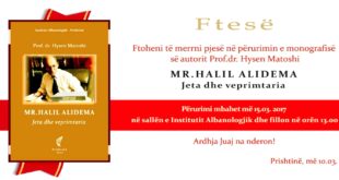 Përurohet libri “Mr. Halil Alidema jeta dhe veprimtaria”, i autorit dr. Hysen Matoshi