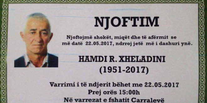 Ka vdekur Hamdi Ramadan Xheladini, babai i dëshmorit të kombit, Xheladin Xheladini