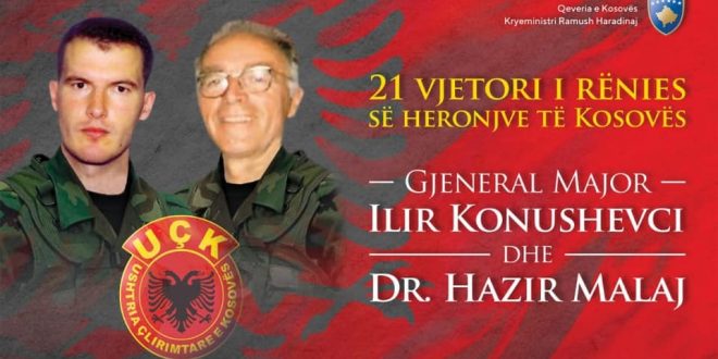 Nesër mbahet Akademi me rastin e 21-vjetorit të rënies së heronjve të kombit Ilir Konushevci dhe Hazir Malaj