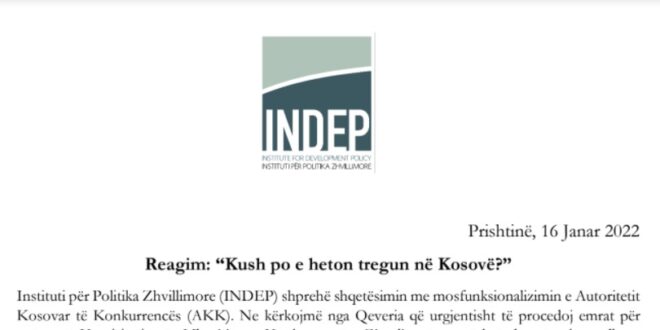 INDEP: Reagim - “Kush po e heton tregun në Kosovë?”