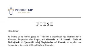 Instituti për të Vërtetën, Drejtësinë dhe Paqen, mbanë një Tribunë më 15 janar, në Prishtinë