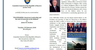 Më 20 Shkurt 2018 përurohet libri: “Pajtuesit: Udhëheqja Amerikane dhe Fundi i Gjenocidit në Ballkan, shkruar nga James W. Pardew