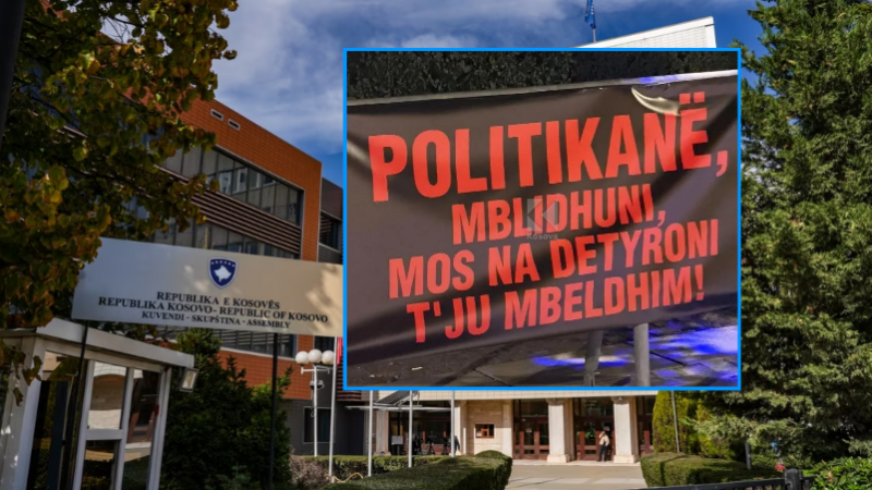 Pankarta para Kuvendit   Deputetë  mos heshtni 