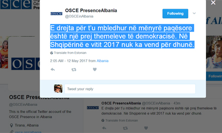 OSBE: Në Shqipërinë e 2017 nuk ka vend për dhunë