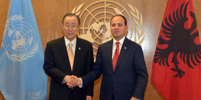 Kryetari i Shqipërisë, Bujar Nishani, bisedoi me Sekretarin e Përgjithshëm të OKB-së, Ban Ki Mun