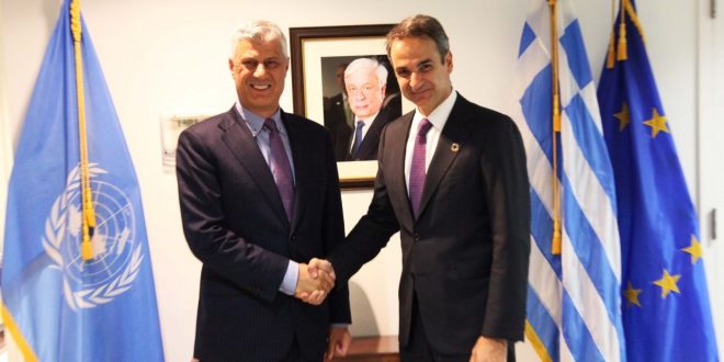 Kryetari Thaçi takon kryeministrin e Greqisë, Kyriakos Mitsotakis në kuadër të punimeve të Asamblesë së Përgjithshme të OKB-së